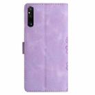 For Sony Xperia 1 V Cherry Blossom Butterfly Skin Feel Embossed PU Phone Case(Purple) - 3