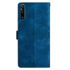 For Sony Xperia 1 V Cherry Blossom Butterfly Skin Feel Embossed PU Phone Case(Blue) - 3