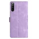 For Sony Xperia 10 V Cherry Blossom Butterfly Skin Feel Embossed PU Phone Case(Purple) - 3