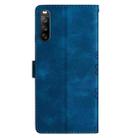 For Sony Xperia 10 V Cherry Blossom Butterfly Skin Feel Embossed PU Phone Case(Blue) - 3