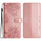 For Sony Xperia 10 V Cherry Blossom Butterfly Skin Feel Embossed PU Phone Case(Rose Gold) - 1