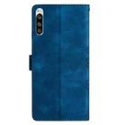 For Sony Xperia 5 Cherry Blossom Butterfly Skin Feel Embossed PU Phone Case(Blue) - 3