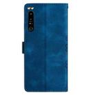 For Sony Xperia 1 IV Cherry Blossom Butterfly Skin Feel Embossed PU Phone Case(Blue) - 3