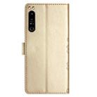 For Sony Xperia 1 IV Cherry Blossom Butterfly Skin Feel Embossed PU Phone Case(Gold) - 3