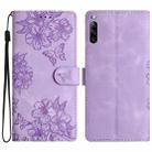 For Sony Xperia L4 Cherry Blossom Butterfly Skin Feel Embossed PU Phone Case(Purple) - 1