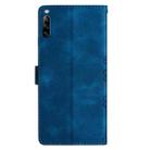 For Sony Xperia L4 Cherry Blossom Butterfly Skin Feel Embossed PU Phone Case(Blue) - 3