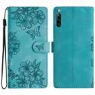 For Sony Xperia L4 Cherry Blossom Butterfly Skin Feel Embossed PU Phone Case(Green) - 1