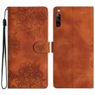 For Sony Xperia L4 Cherry Blossom Butterfly Skin Feel Embossed PU Phone Case(Brown) - 1