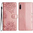 For Sony Xperia L4 Cherry Blossom Butterfly Skin Feel Embossed PU Phone Case(Rose Gold) - 1