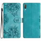 For Sony Xperia L3 Cherry Blossom Butterfly Skin Feel Embossed PU Phone Case(Green) - 1