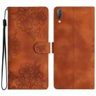 For Sony Xperia L3 Cherry Blossom Butterfly Skin Feel Embossed PU Phone Case(Brown) - 1