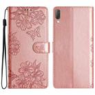 For Sony Xperia L3 Cherry Blossom Butterfly Skin Feel Embossed PU Phone Case(Rose Gold) - 1