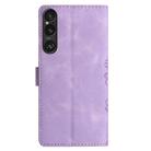 For Sony Xperia 1 VI Cherry Blossom Butterfly Skin Feel Embossed PU Phone Case(Purple) - 3