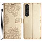 For Sony Xperia 1 VI Cherry Blossom Butterfly Skin Feel Embossed PU Phone Case(Gold) - 1