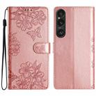 For Sony Xperia 1 VI Cherry Blossom Butterfly Skin Feel Embossed PU Phone Case(Rose Gold) - 1