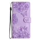 For Sony Xperia 10 VI Cherry Blossom Butterfly Skin Feel Embossed PU Phone Case(Purple) - 2