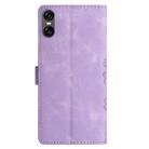 For Sony Xperia 10 VI Cherry Blossom Butterfly Skin Feel Embossed PU Phone Case(Purple) - 3