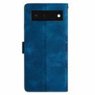 For Google Pixel 6 Cherry Blossom Butterfly Skin Feel Embossed PU Phone Case(Blue) - 3