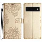 For Google Pixel 6 Cherry Blossom Butterfly Skin Feel Embossed PU Phone Case(Gold) - 1