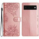 For Google Pixel 6 Cherry Blossom Butterfly Skin Feel Embossed PU Phone Case(Rose Gold) - 1