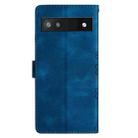 For Google Pixel 6a Cherry Blossom Butterfly Skin Feel Embossed PU Phone Case(Blue) - 3