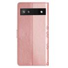 For Google Pixel 6a Cherry Blossom Butterfly Skin Feel Embossed PU Phone Case(Rose Gold) - 3