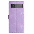 For Google Pixel 6 Pro Cherry Blossom Butterfly Skin Feel Embossed PU Phone Case(Purple) - 3