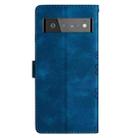 For Google Pixel 6 Pro Cherry Blossom Butterfly Skin Feel Embossed PU Phone Case(Blue) - 3