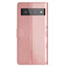 For Google Pixel 6 Pro Cherry Blossom Butterfly Skin Feel Embossed PU Phone Case(Rose Gold) - 3