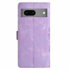 For Google Pixel 7 5G Cherry Blossom Butterfly Skin Feel Embossed PU Phone Case(Purple) - 3