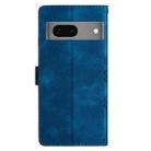 For Google Pixel 7 5G Cherry Blossom Butterfly Skin Feel Embossed PU Phone Case(Blue) - 3