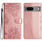 For Google Pixel 7 5G Cherry Blossom Butterfly Skin Feel Embossed PU Phone Case(Rose Gold) - 1