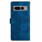 For Google Pixel 7 Pro 5G Cherry Blossom Butterfly Skin Feel Embossed PU Phone Case(Blue) - 3