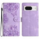 For Google Pixel 8 Cherry Blossom Butterfly Skin Feel Embossed PU Phone Case(Purple) - 1