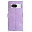 For Google Pixel 8 Cherry Blossom Butterfly Skin Feel Embossed PU Phone Case(Purple) - 3