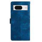 For Google Pixel 8 Cherry Blossom Butterfly Skin Feel Embossed PU Phone Case(Blue) - 3