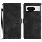 For Google Pixel 8 Cherry Blossom Butterfly Skin Feel Embossed PU Phone Case(Black) - 1