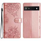 For Google Pixel 8a Cherry Blossom Butterfly Skin Feel Embossed PU Phone Case(Rose Gold) - 1