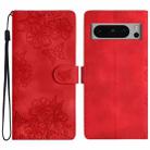 For Google Pixel 8 Pro Cherry Blossom Butterfly Skin Feel Embossed PU Phone Case(Red) - 1