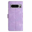 For Google Pixel 8 Pro Cherry Blossom Butterfly Skin Feel Embossed PU Phone Case(Purple) - 3