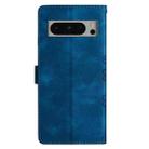 For Google Pixel 8 Pro Cherry Blossom Butterfly Skin Feel Embossed PU Phone Case(Blue) - 3