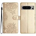 For Google Pixel 8 Pro Cherry Blossom Butterfly Skin Feel Embossed PU Phone Case(Gold) - 1