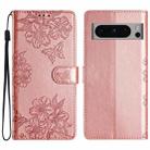 For Google Pixel 8 Pro Cherry Blossom Butterfly Skin Feel Embossed PU Phone Case(Rose Gold) - 1