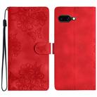 For Google Pixel 9a Cherry Blossom Butterfly Skin Feel Embossed PU Phone Case(Red) - 1