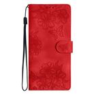 For Google Pixel 9a Cherry Blossom Butterfly Skin Feel Embossed PU Phone Case(Red) - 2