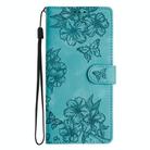 For Google Pixel 9a Cherry Blossom Butterfly Skin Feel Embossed PU Phone Case(Green) - 2