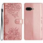 For Google Pixel 9a Cherry Blossom Butterfly Skin Feel Embossed PU Phone Case(Rose Gold) - 1