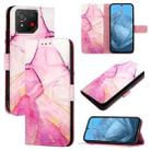For Asus ROG Phone 8 PT003 Marble Pattern Flip Leather Phone Case(Pink Purple Gold) - 1