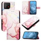 For Asus ROG Phone 8 PT003 Marble Pattern Flip Leather Phone Case(Rose Gold) - 1