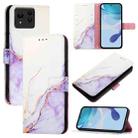 For Asus Zenfone 11 Ultra PT003 Marble Pattern Flip Leather Phone Case(White Purple) - 1